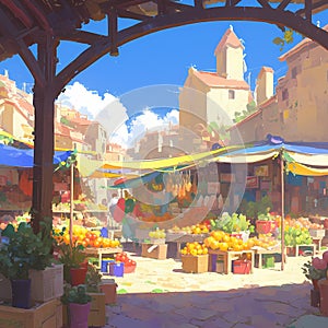 Vibrant Market Scene photo