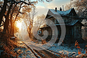 an image capturing the essence of Soviet urban life in the 1980s, focusing on buildings, streets, and courtyards