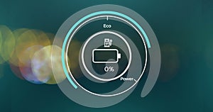 Image of car digital interface speedomer with data processing over lights