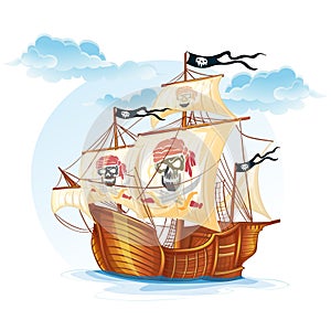 Image caravel ship pirates. XV century