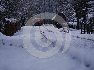 Image of cargoe rail way infrastructure in winter