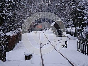 Image of cargoe rail way infrastructure in winter