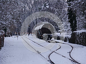 Image of cargoe rail way infrastructure in winter