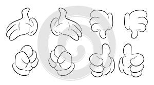 Image of cartoon human hand gesture set. Vector illustration isolated on white background.
