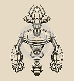 Image of a cartoon metal robot with antennas on