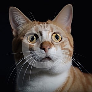 Image of a cat with a startled expression. Pet, Animals., Illustration, Generative AI