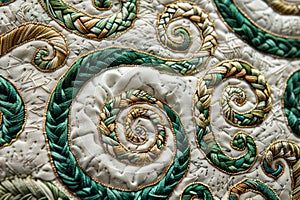 This image celebrates the storied Celtic legacy, where spiraled green and gold threads weave