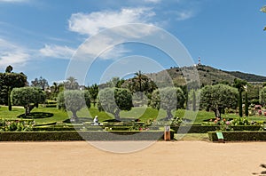 Image of the Cervantes Park, a large garden in which there are thousands of species of roses, Barcelona. Catalonia,