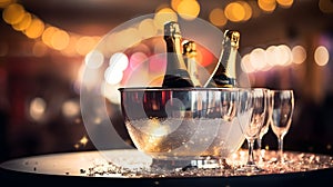 Image of a Champagne Bucket and Glasses