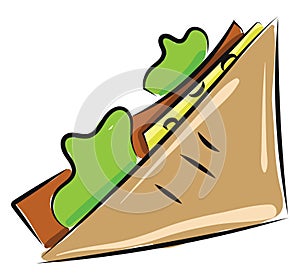 Image of cheese and ham-sandwich, vector or color illustration