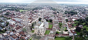 Image of a chichester cathedral from above the city