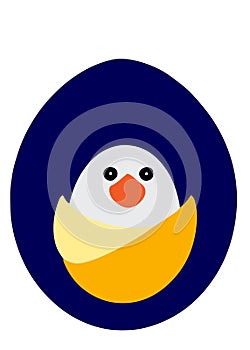 An image of a chick inside an egg shell illustration, on white background