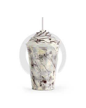 a image of a chocolate iced coffee isolated on a white background