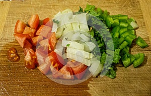 Image of Chopped tomatoes, onions, cilantro and bell pepper