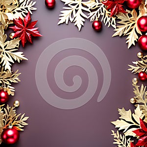 The image is a Christmas background with a purple background, snowflakes, glitter, and bookend lights.