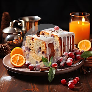 image of a christmas fruit cake on a table