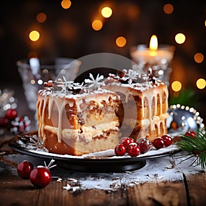 image of a christmas fruit cake on a table