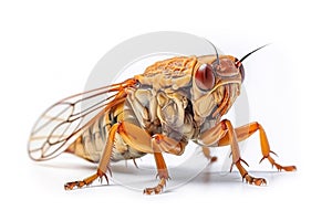 Image of a cicada on white background. Insect. Wildlife Animals. Illustration, Generative AI