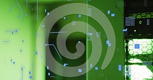 Image of circuit board and data processing over computer servers