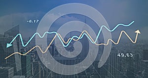 Image of cityscape over data processing