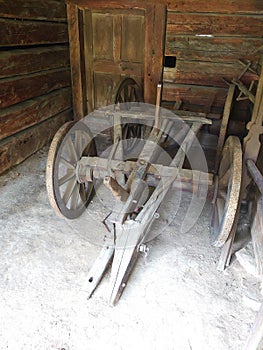 Image of clasic wooden cart used for heavy objects photo