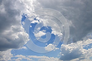 Image of clear blue sky and white clouds on day time for background usag