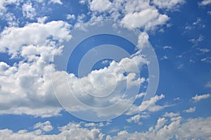 Image of clear blue sky and white clouds on day time for background usag