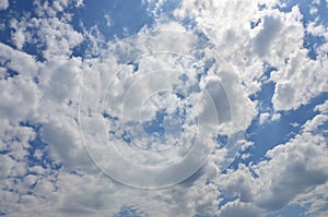 Image of clear blue sky and white clouds on day time for background usag