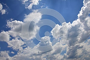 Image of clear blue sky and white clouds on day time for background usag