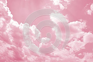 Image of clear blue sky and white clouds on day time for background usage Image toned in Viva Magenta, color of the year