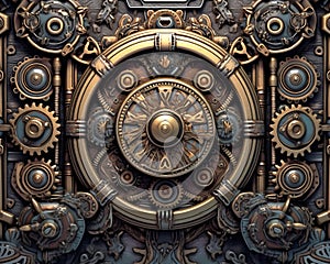 an image of a clock and gears in a steampunk style