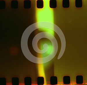 Image of close up of green film light leak overlay