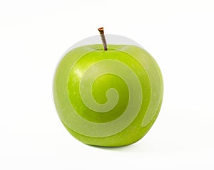 An image close-up isolated apple green full fresh is fruit or food for health organic on white background, relying on harvesting