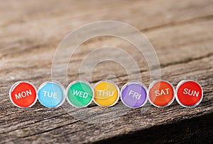 Image of Close up weekly push pins