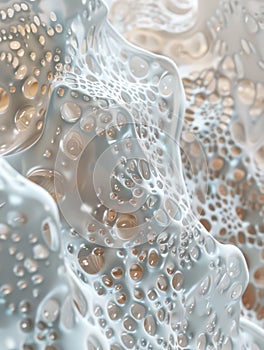 The image is a close up of a white object with many holes in it