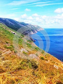 The coastal cliffs of Lundy Island