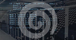 Image of coding data processing over computer server room