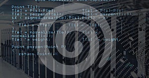 Image of coding data processing over computer server room