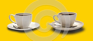 Image of coffee cup on colour background