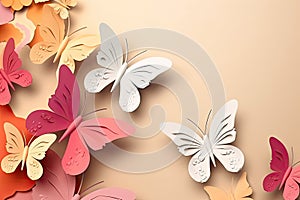 paper art Butterfly pack blank background Generative AI photo