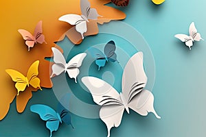 paper art Butterfly pack blank background Generative AI photo