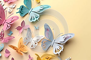 paper art Butterfly pack blank background Generative AI photo