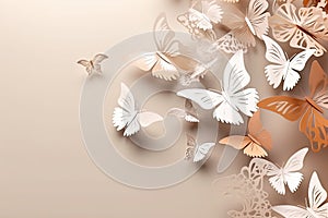 paper art Butterfly pack blank background Generative AI photo