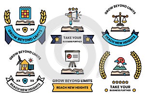 image is a collection of six different logo designs