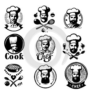 The image is a collection of various chef logos and designs
