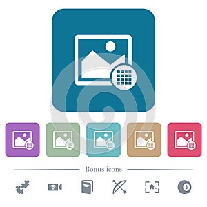 Image color palette flat icons on color rounded square backgrounds photo
