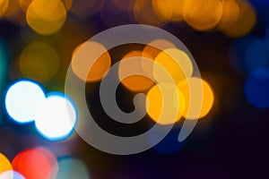 Image of colorful blurred defocused bokeh Lights. motion and nightlife concept. Elegant background.