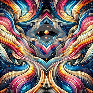 image of colorful kaleidoscopic geometric swirling pattern.