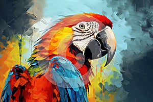 Image of colorful macaw parrot. Birds, Wildlife Animals, Generative AI, Illustration