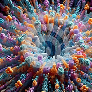 image of a colorful macro world of nucleotide of ghosts.